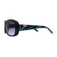 thumbnail image 4 of Kids Size Girls Classic 90s Designer Style Wrap Rounded Rectangle Sunglasses Black Green Flower Arm, 4 of 4