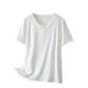 thumbnail image 2 of Fiudx Ofertas Flash Del Día Camiseta Holgada de Color Sólido de Talla Grande de Verano para Mujer, Blusas de Manga Corta con Cuello En V, 2 of 3