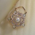 thumbnail image 3 of Women' Flower Brooch Pin, Faux Pearl Crystal Rhinestone Scarf Buckle Clip, 1.02x0.98, 3 of 8