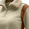 thumbnail image 6 of 1/4 Zip Pullover Womens Winter Faux Suede Patchwork Sweater Tops Pocket Fuzzy Fleece Lapel Stand Collar Sweatshirt (L, Khaki), 6 of 6