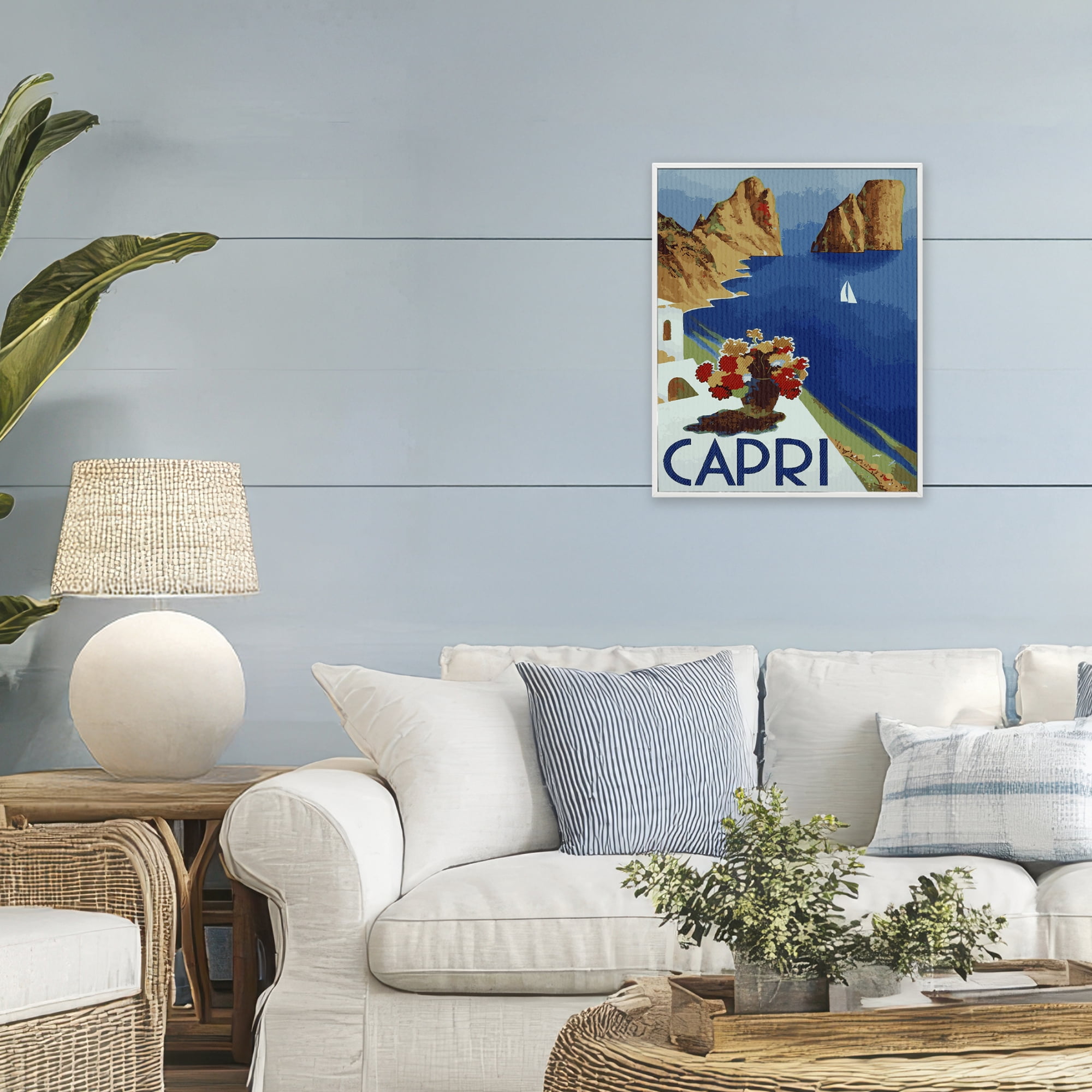 Stupell Industries Capri Island Cliffs White Framed Giclee Art, design by Lil' Rue