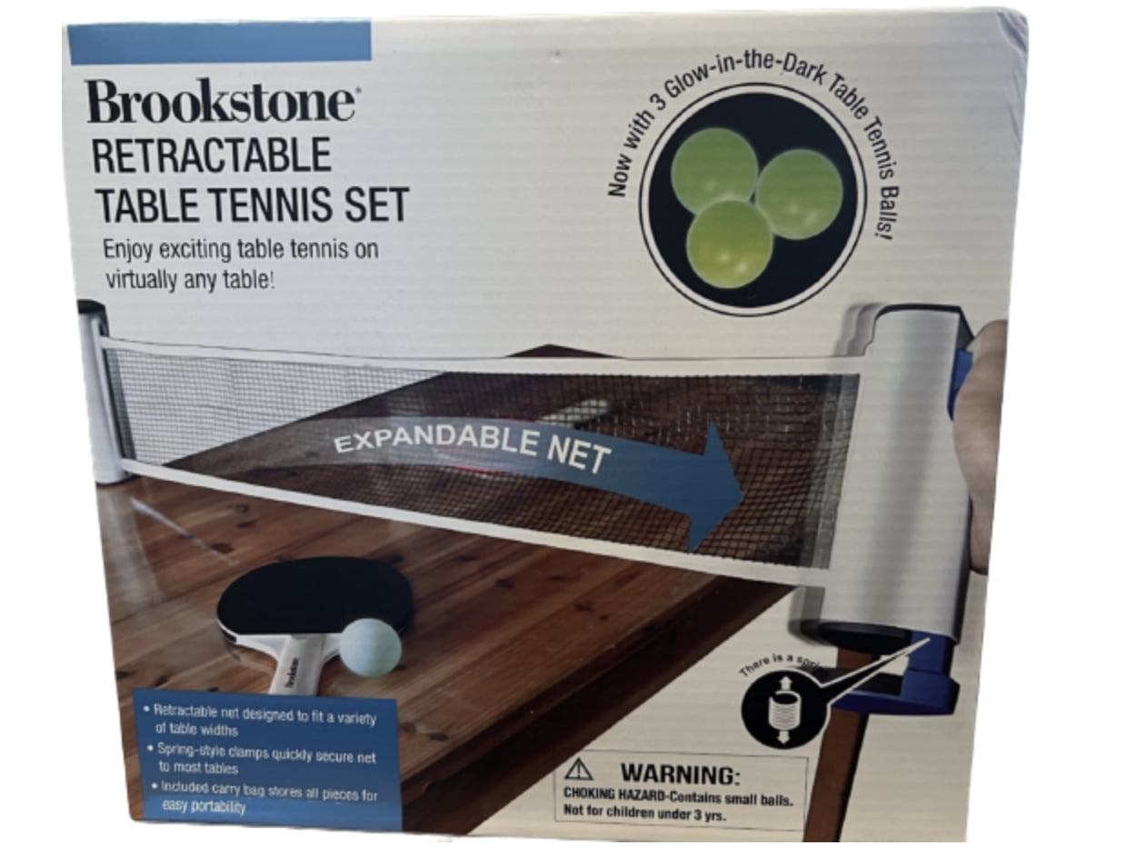 Brookstone Table Tennis Set W glow In The Dark Ball