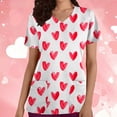 thumbnail image 1 of TIMIFIS Hauts de Blouse pour Femmes, Manches Courtes, Col en V, Imprimé, Poches, Rouge Melon D\'eau, 1 of 5