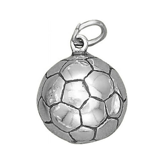 Sterling Silver 16" .8mm Box Chain Soccer Ball Pendant Necklace