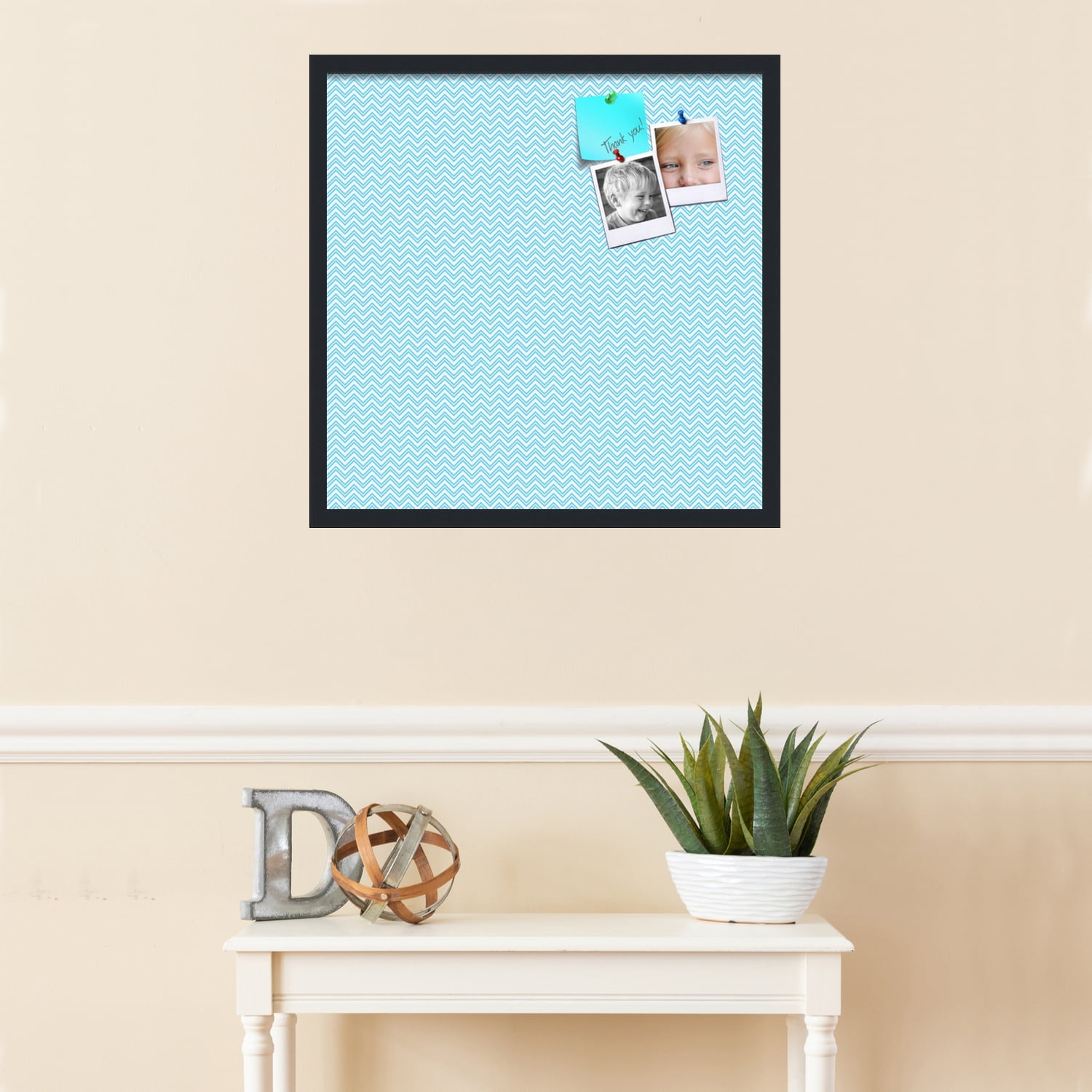 PinPix ArtToFrames 22x22 Custom Cork Bulletin Board    Poster Board Has a Fabric Style Canvas Finish, Framed in Satin Black (PinPix-247)