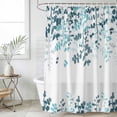 thumbnail image 6 of Teal Blue Leaves Shower Curtain Set - Small 36" x 72" Washable Bathtub Curtain with 12 Hooks, Summer Botanical Waterproof Fabric Stall Shower Curtains for Bathroom/Bathtub Décor, 6 of 6