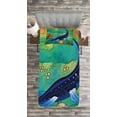 thumbnail image 3 of Ambesonne Dinosaur Quilted Bedspread Set 2 Pcs, Sea Creature, Twin Size, Jade Green Navy Blue, 3 of 3