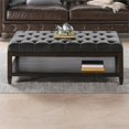 thumbnail image 3 of Sylvan Touffeté Cocktail Stockage Pouf Vintage Noir Brun Simili Cuir, 3 of 16
