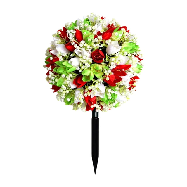 Estaca de jardín de flores artificiales decorativas multiusos flor realista Blanco rojo blanco