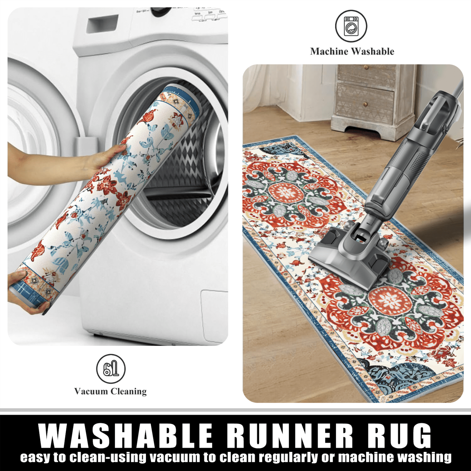 TECHVIDA Kitchen Rugs Sets 3 Piece with Runner Non Slip Kitchen Mats for Floor Washable Bohemian Runner Rug Kitchen Floor Mat Carpet for Hallway Laundry Room Door Office Sink