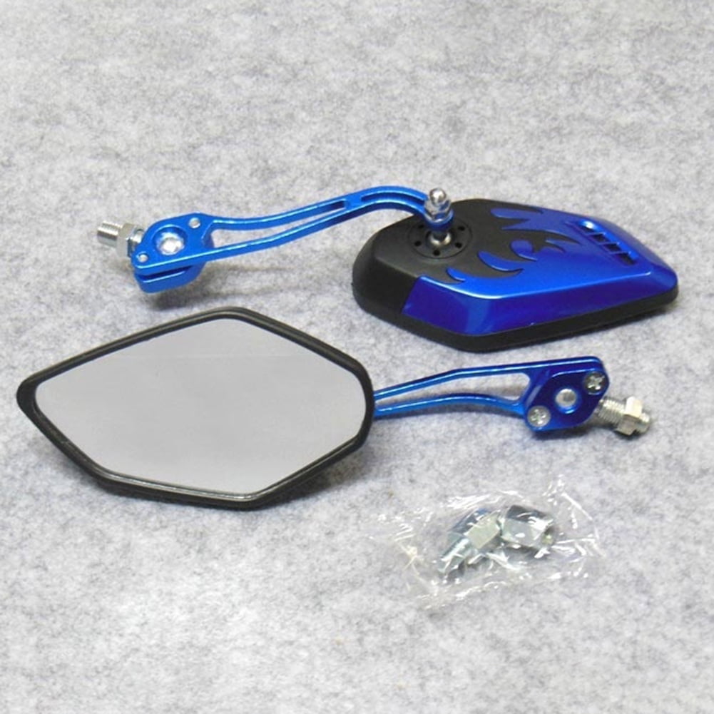 Anvazise 8/10mm Motorbike Scooter Motorcycle Handlebar Mount Rear View Mirrors Blue 2Pcs/Set