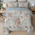 thumbnail image 3 of Davulos Floral Queen Quilt Set Reversible Quilt Beddding Set Lightweight Bedspread Bed Coverlet with 2 Matching Pillow Shams for All Season, 3 of 8