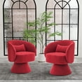 thumbnail image 6 of Wiilayok Swivel Accent Chair Set of 2,Comfy Teddy Upholstered 360° Barrel Chair,Modern Swivel Lounge Sofa Armchair for Living Room,Reading Bedroom,Office,Red, 6 of 7