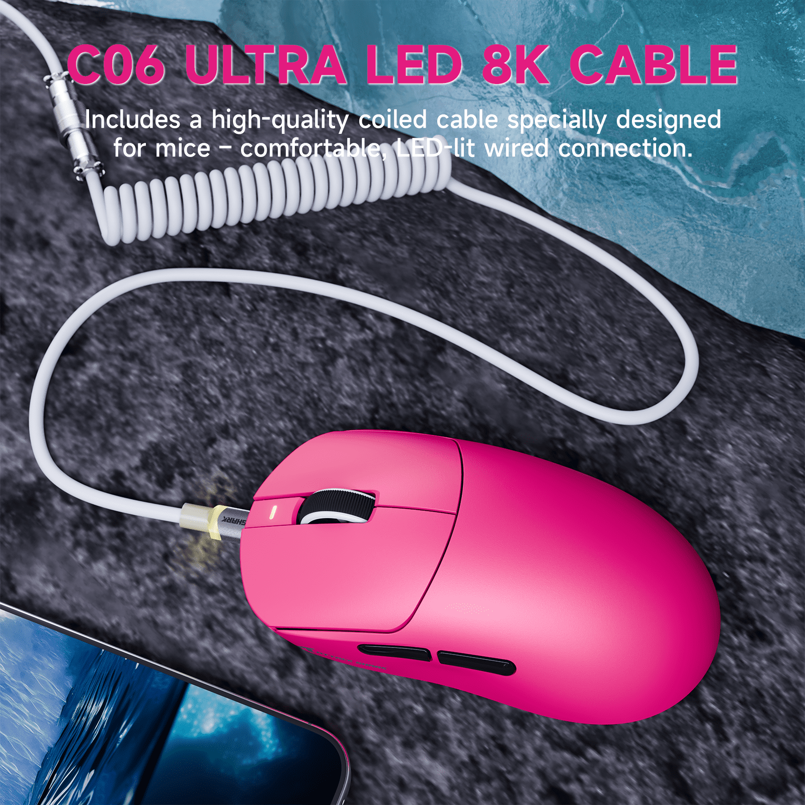 ATTACK SHARK X8PLUS Tri-mode Wireless Gaming Mouse With C06 ULTRA Cable