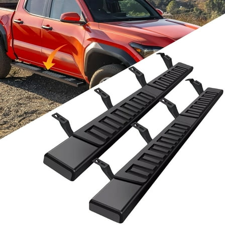 Running Boards Side Steps Compatible with 2024 2025 Toyota Tacoma Double Cab & Crew Cab (4 Full-Size Doors), Heavy-Duty Carbon Steel Nerf Bar Side