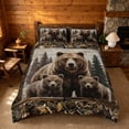 thumbnail image 2 of meiyoeat Rustic Woodland Bear King Duvet Cover Set, Vintage Wild Animal Bedding, Brown Beige, Black Reversible 3-Piece, 1 Duvet Cover and 2 Pillowcases, 2 of 6
