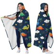 thumbnail image 2 of Wearable Blanket,DarkBlue Dinosaurs Clouds Rainbows Pattern Hooded Wearable Flannel Blanket for Adults & Teens,Winter Poncho Shawl Wrap Cape Cozy Anti-Pill,50"x60", 2 of 5