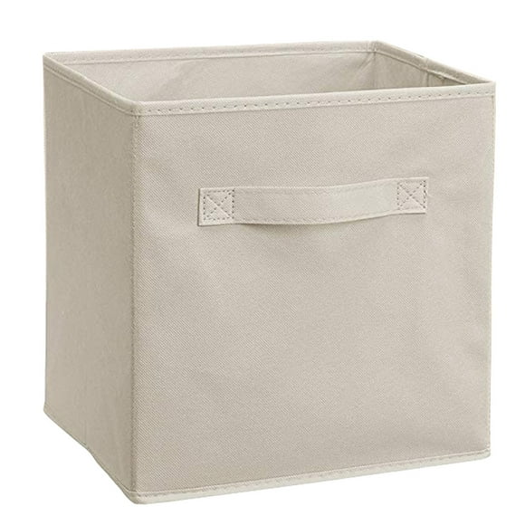 Lunfar Set of 2 Beige Uni Foldable Fabric Storage Cubes with Handles 10.5 x 10.5 x 11 in