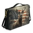thumbnail image 2 of ZUXONGSY Retro Deer American Flag Print Bible Cover Case for Men Women Faux Leather Bible Bag Stylish Bible Case with Detachable Strap & Carrying Handle Lightweight Bible Tote Bag, L, 2 of 7