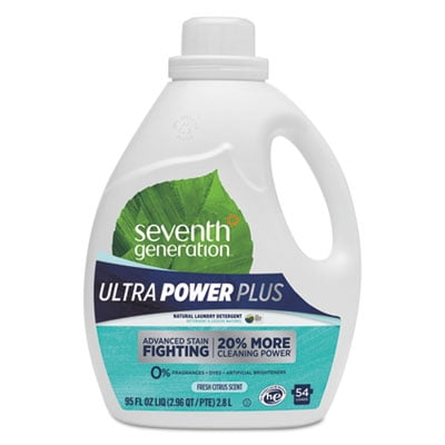 Natural Liquid Laundry Detergent, Ultra Power Plus, Fresh, 54 Loads, 95 Oz, 4/ct