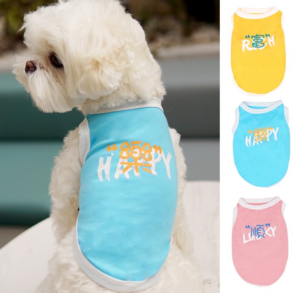 Walbest Pet Dog Vest Fashion Outfit Printed T-shirt Vest Shirt Pet Clothes for Small Dog S-2XL