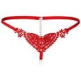 thumbnail image 1 of Gibobby Tangas de mujer sexy Bragas de tanga con bordado de corazón de encaje de cintura transparente con cuentas sexy de color sólido para mujer(Rojo,Talla única), 1 of 2