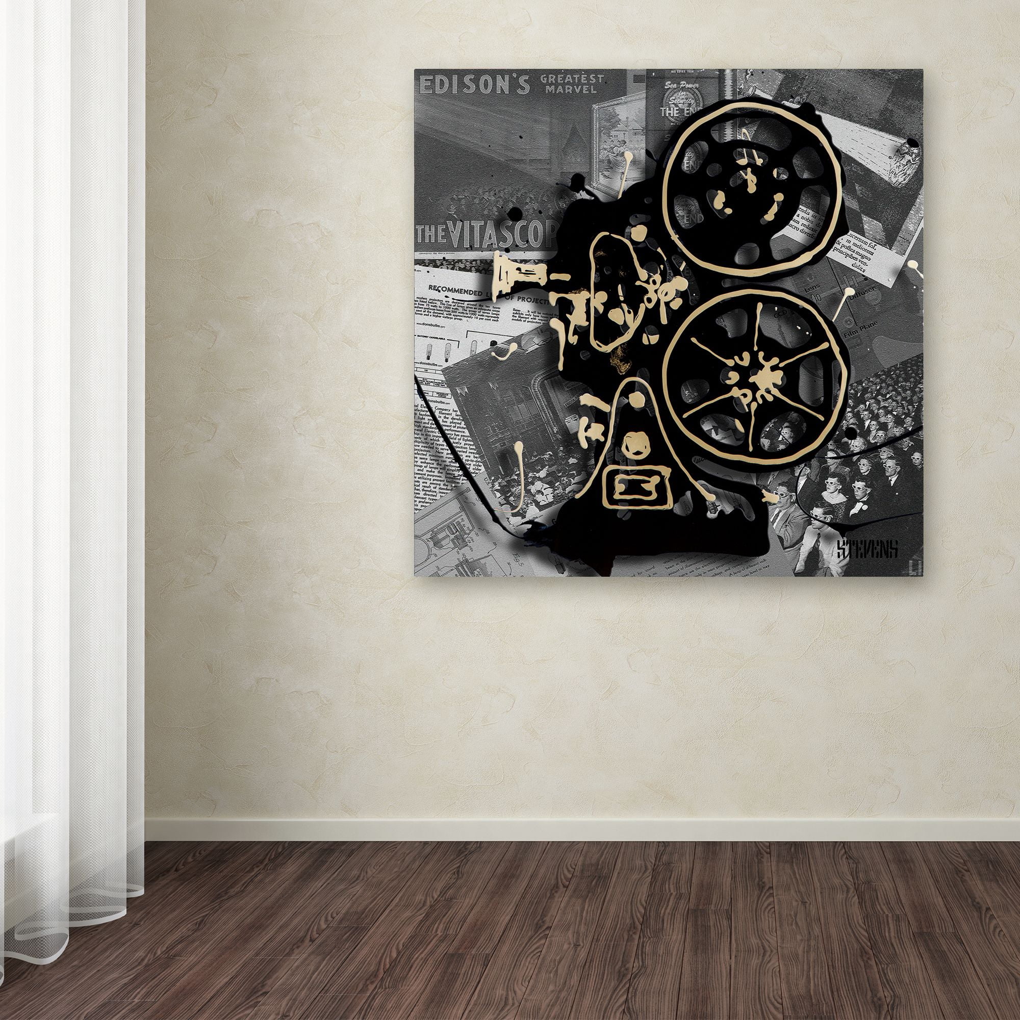 Roderick Stevens 'Movie Projector' Huge Canvas Art 35 x 35