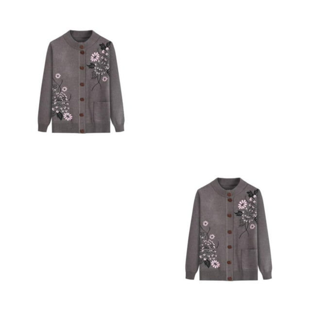 Transemion Femmes Âgées Tricot Pull Exécution Exquise Cadeaux Réfléchis Chaud M Kaki 2Set