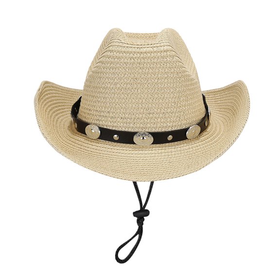 Fgnfyis Summer Holiday Fashion Casual Style Sun Hat Outdoor Shade Cowboy Cap with Lanyard Beige One Size