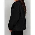 thumbnail image 6 of Women Coat Casual Lapel Full Zip Fleece Jacket Long Sleeve Oversized Warm Winter Outwear with Pockets Black XL, 6 of 7