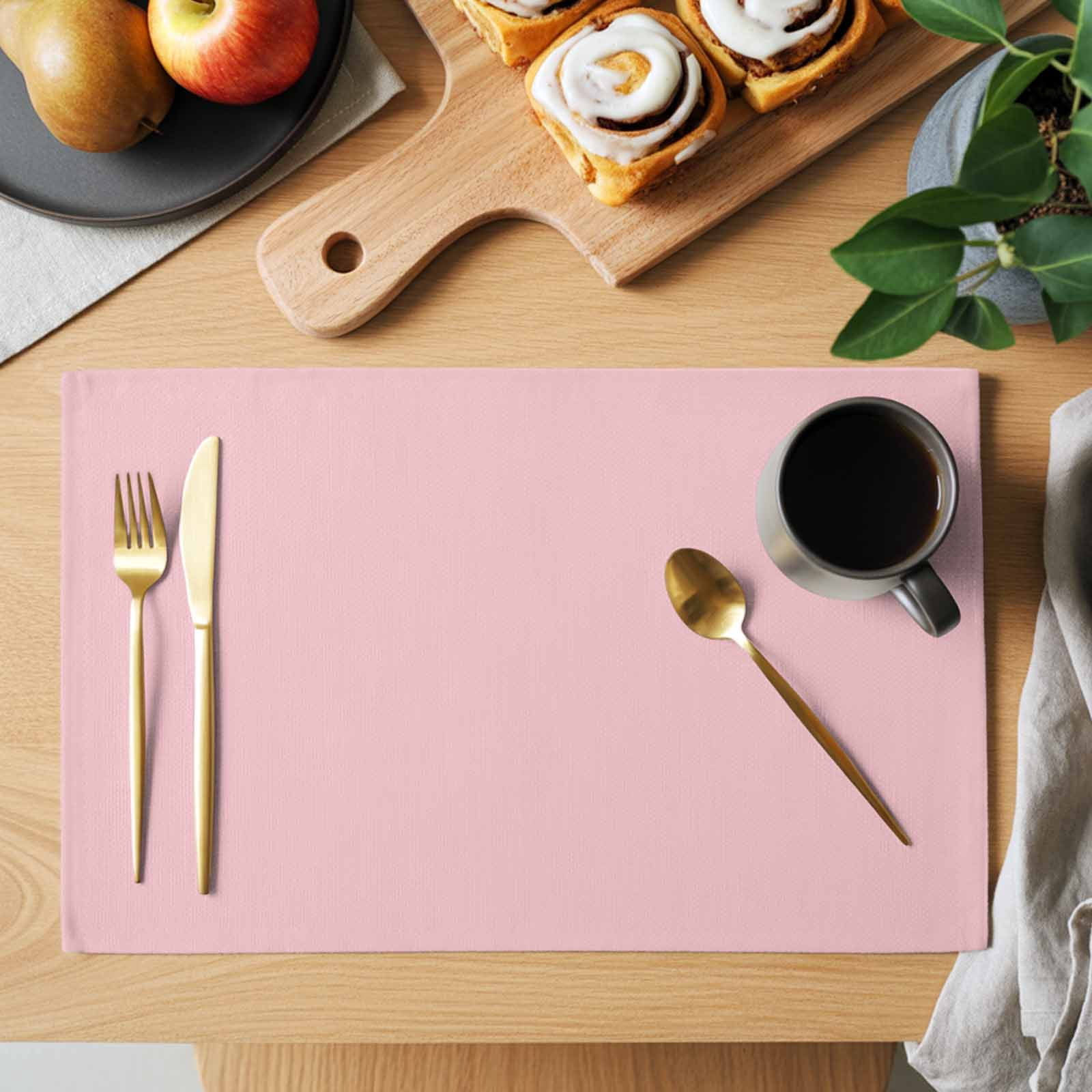 Placemat Set of 6 Pink Placemats for Dining Table Solid Color Pink Washable Table Mats for Kitchen and Party Decor Indoor & Outdoor Use