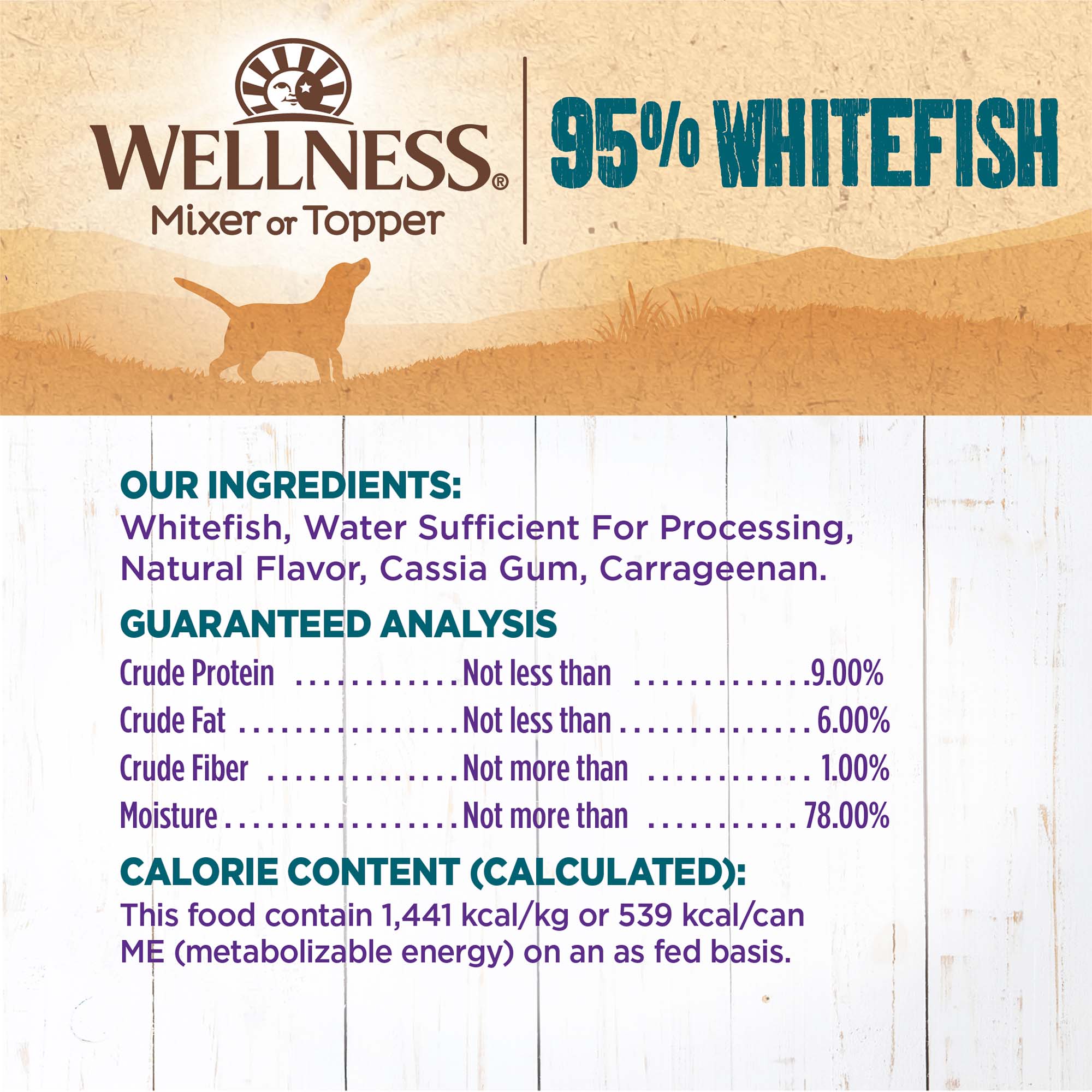 Wellness 95% Whitefish Natural Wet Grain Free Canned Dog Food, 13.2-Ounce Can (Pack of 12) - image 5 of 8