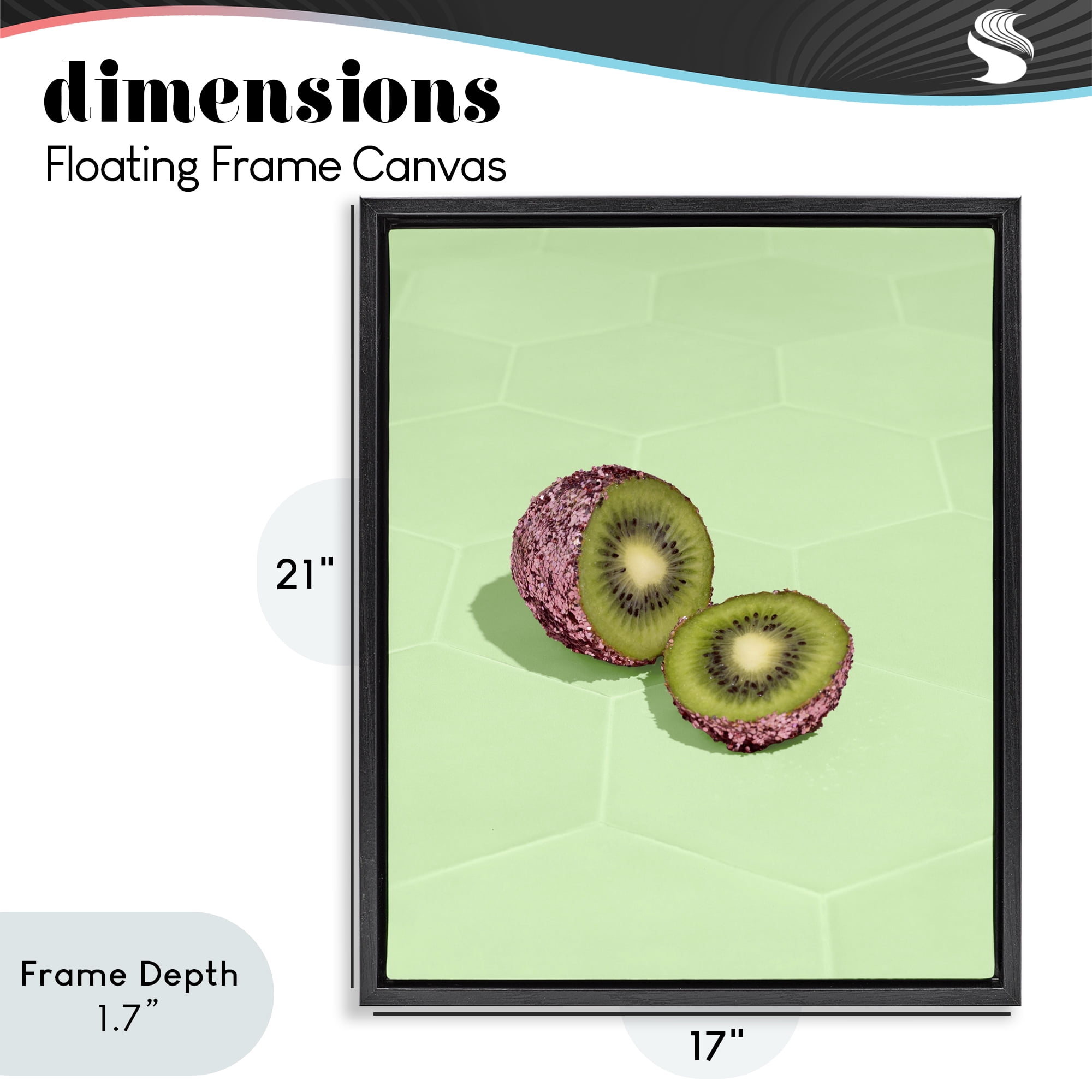 Stupell Industries Green Glimmer Kiwi Black Framed Floater Canvas Wall Art, design by LISH Creative