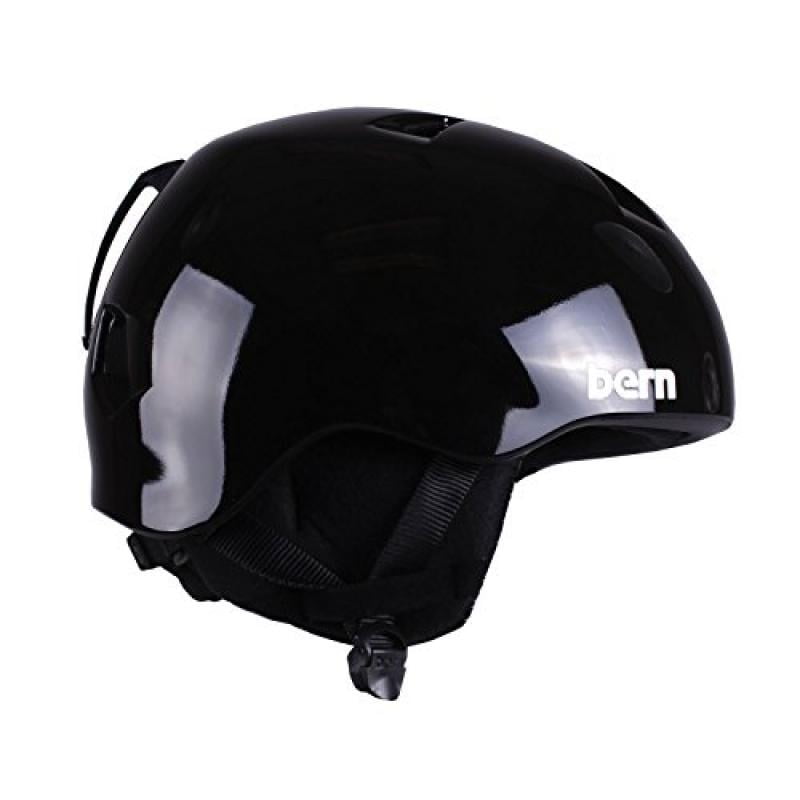 Bern Nino Adjustable Helmet with Black Fleece (Gloss Black, Small Medium) by Bern