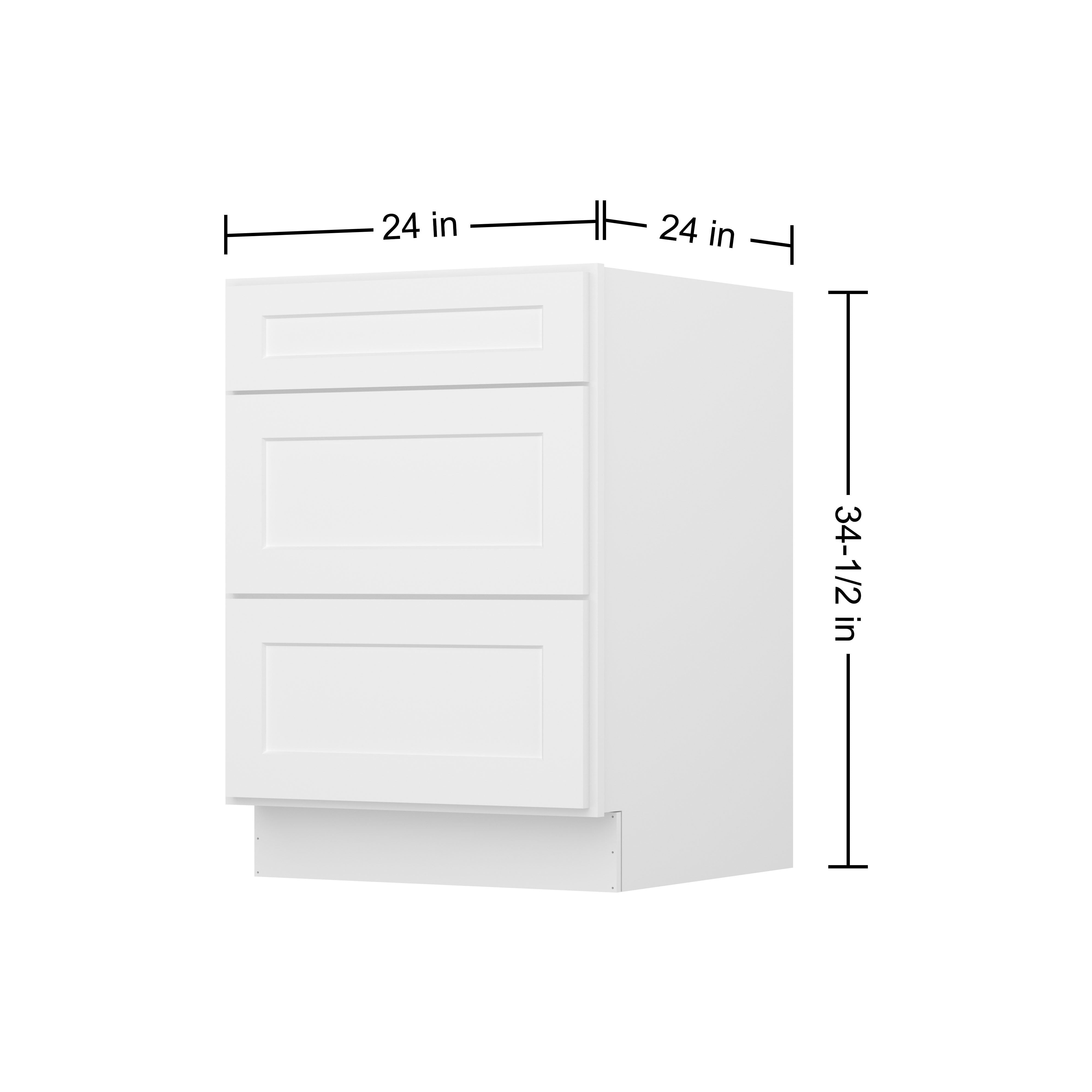 Furinno Shaker Drawer Base Kitchen Cabinet with 3-Drawers, Ready to Assemble, 24 D x 24 W x 34.5 H, White