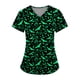 thumbnail image 1 of Camiseta de manga corta con cuello en V y temática de Halloween para mujer: estampado espeluznante de calabaza y telaraña, 1 of 3