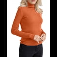 thumbnail image 1 of Suéteres Acanalados para Mujer, Lindos Suéteres de Punto de Cuello Alto, Ajustados y Cálidos Naranja un Tamaño, 1 of 9