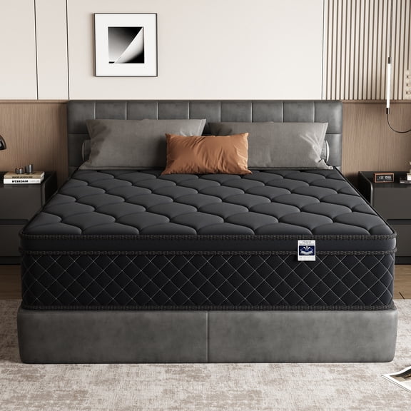 Queen Size 12" Hybrid Mattress, Gel Memory Foam and Pocket Spring, Medium Firm Cooling Bed, Motion Isolation, Pressure Relief, CertiPUR-US
