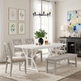 thumbnail image 3 of Farmhouse Dining Table For 6 People, 70.8-Inch Rectangular Rustic Wood Table With Heavy Duty Metal Legs, Multifunctional Kitchen Table For Dining Room (White), 3 of 7