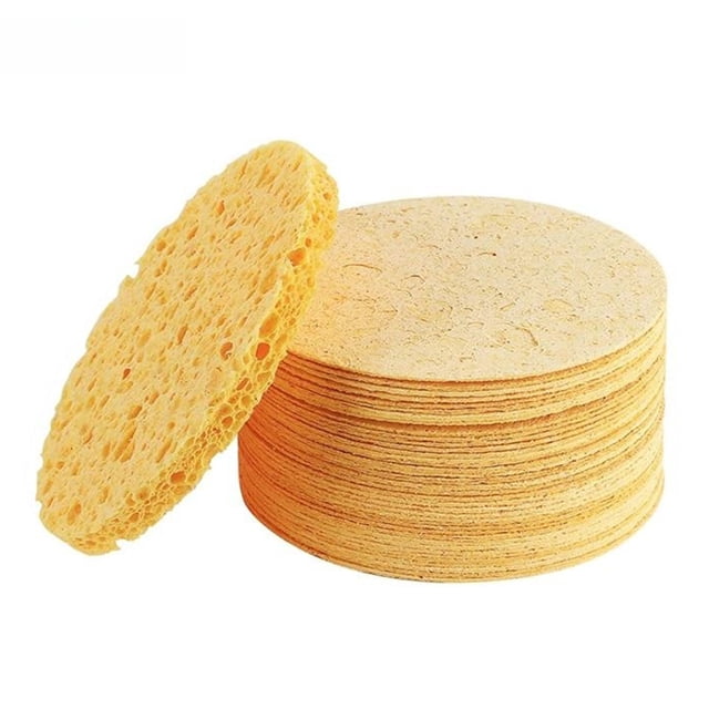 Visland Face Sponge Reusable Round Absorbent Compressed Natural Makeup Removal Exfoliating SPA Face Cleansing Cellulose Sponge Kit