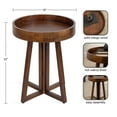 thumbnail image 3 of Kate and Laurel Avery Mid-Century Modern Wooden Round Side Table, 18 x 22, Walnut Brown, Circle End Table for Use as Bedroom Night Stand or Living Room Table Option, 3 of 9