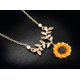 thumbnail image 5 of Collar con colgante de girasol, cadena de hojas de perla, resina, estilo bohemio, hecho a mano, para mujeres y niñas, 5 of 7