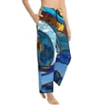 thumbnail image 2 of Daiia Stained Glass Ocean Wave Women's Sleep Pant with Pockets and Drawstring,Pajama Pants-X-Large, 2 of 9