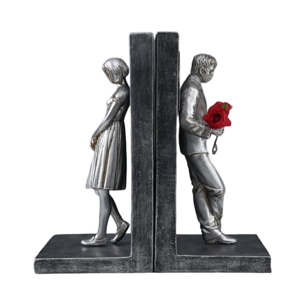 Sujetalibros decorativos para libros pesados, sujetalibros de resina modernos, soporte para libros, pareja Argén