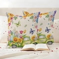 thumbnail image 3 of Easter Eggs Outdoor Waterproof Pillow Covers, Spring Flowers Truck Leaves Butterflies Beige Decorative Square Throw Pillowcase Sofa Cushion Sham for Patio/Couch/Chair, 18"x18" 2 Pack, 3 of 8
