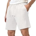 thumbnail image 2 of Mens Shorts Summer Casual Jacquard Textured Elastic Waist Straight Leg Relaxed Fit Beach Shorts with Pockets, 2 of 7