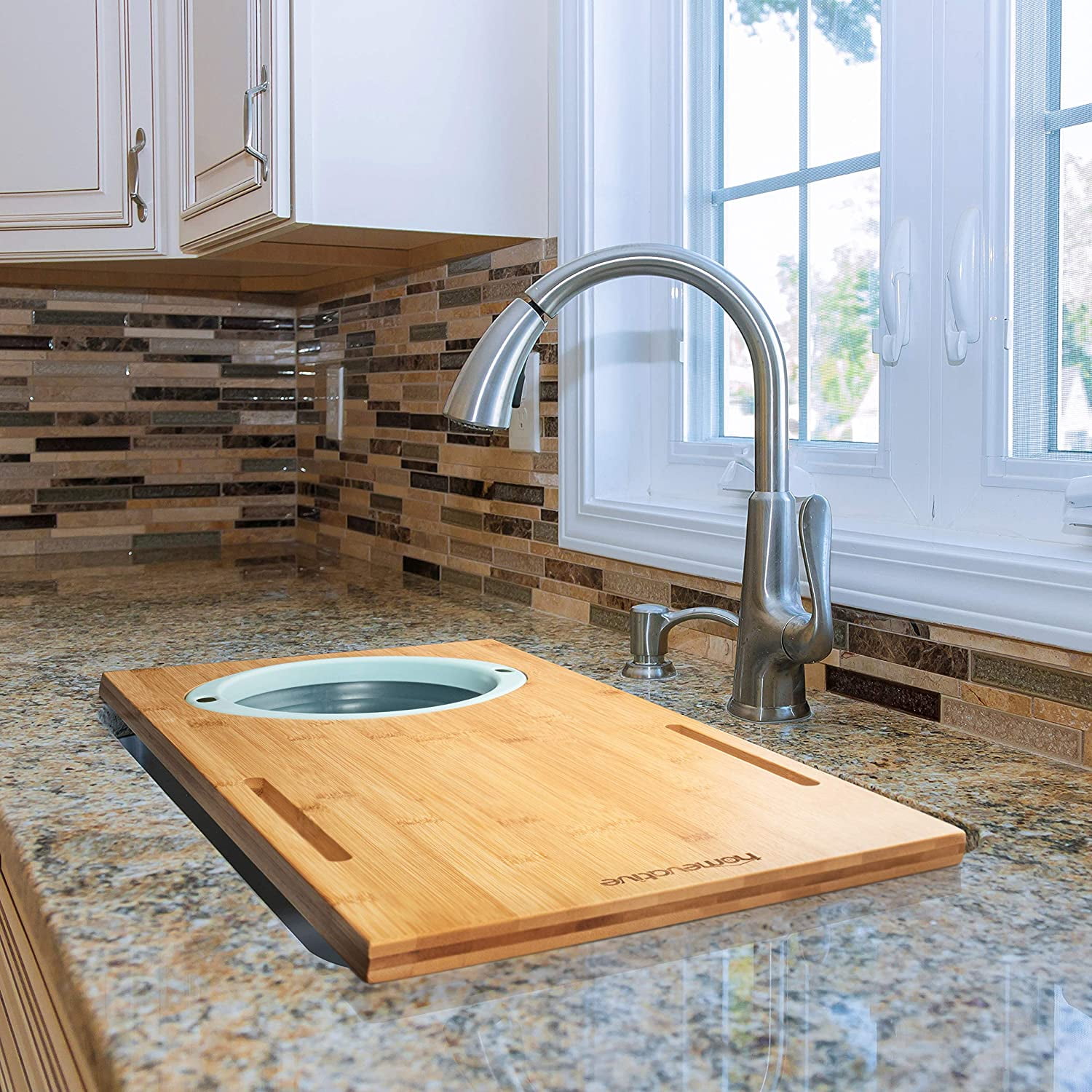 Homevative Bamboo Cutting Board with Colander