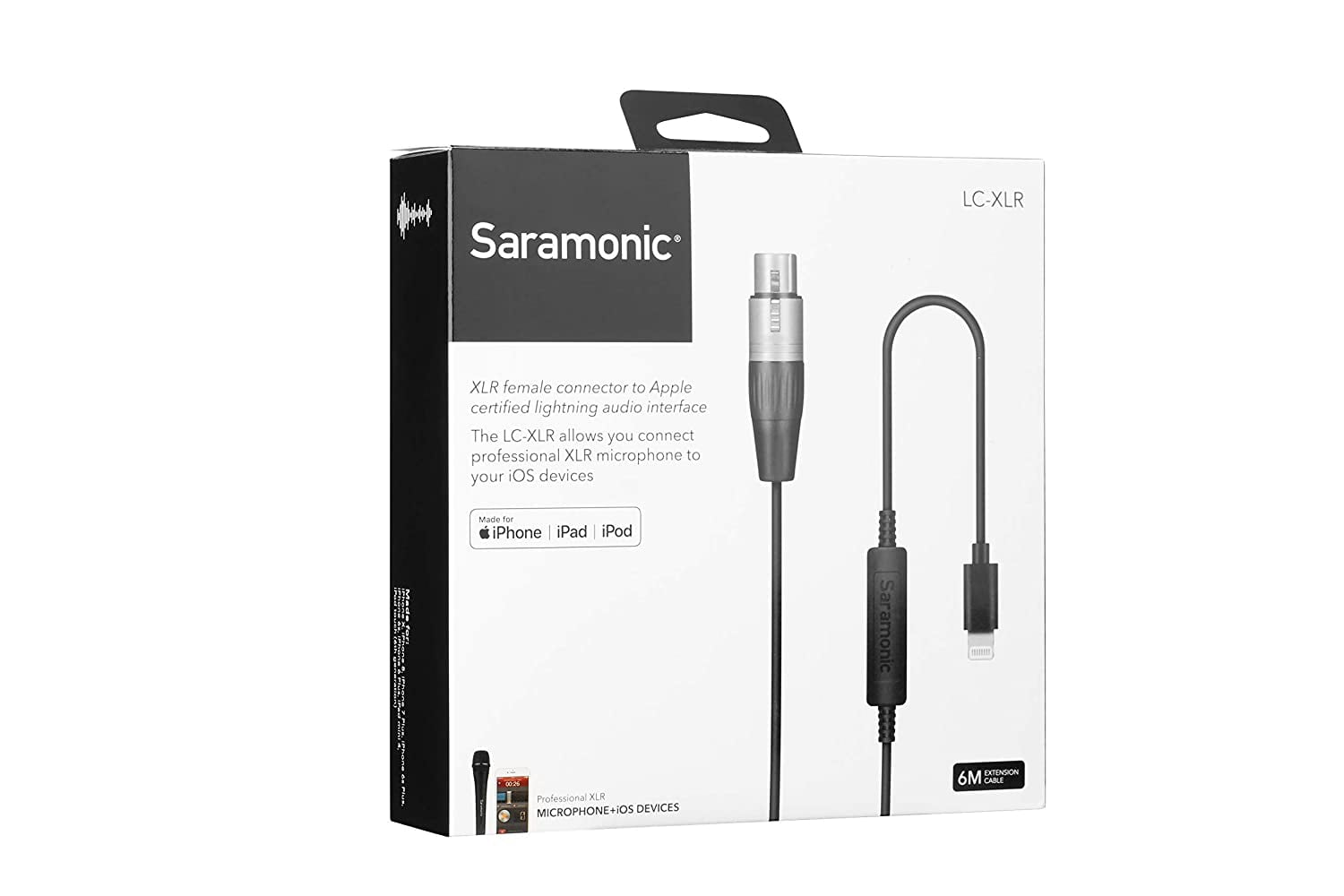 Saramonic LC-XLR XLR Female to Apple Lightning Microphone Interface Cable for iPhone & iPad 19.7' (6m)