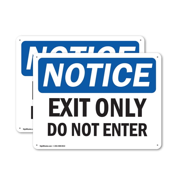 (2 Pack) Exit Only Do Not Enter OSHA Notice Sign 14 Inch X 10 Inch Indoor / Outdoor Rust-Free Aluminum Metal Signs for Workplace, Workshop, and Construction Site, Made in the USA