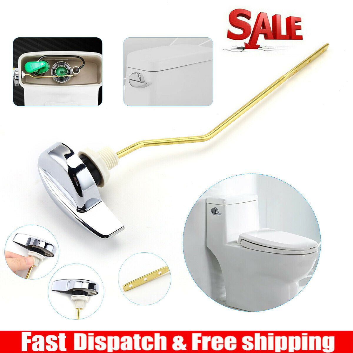 Toilet Flush Lever Handle Side Mount For Angle Fitting Toilet Tank LP 